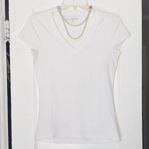 Ann Taylor Super Soft V-Neck White Tee S